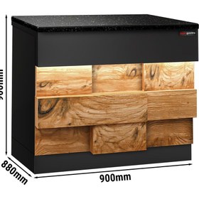 Resim Kasa Bankosu TORONTO - 900mm - Ahşap ön panel - Siyah Granit Çalışma Tezgahı 