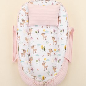 Resim Babynest ve Yastık - Çift Taraflı - Şeker Pembe Örgü - Ceylan 