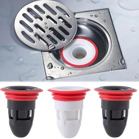 Resim 1 adet Silikon Banyo Zemin Drenajı Deodorant Çekirdekli - Anti-Backflow, Böcek Geçirmez Kanalizasyon Cihazı, Kırmızı ve Beyaz Plastik, Su Geçirmez Gril, Koku Kontrolü Drenaj | Çizgili Drenaj Kapak | Silikon Drenaj Aksesuarı 