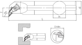 Resim T Sistem - ISO TVUNR/L 93° İç Çap Torna Kalemi 