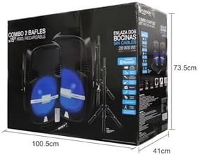 Resim Profesyonel Aktif/Pasif Ayaklı Kabin Hoparlör Seti 900W Bluetooth Şarjlı Işıklı Part Box +2 Mikrofon 