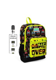 Resim Coral High Game Over Baskılı İlkokul ve Günlük Sırt Çantası USB ve AUX Soketli 23828 