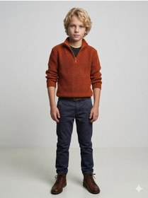 Resim CLOUDY WEAR&DESİGN Erkek Çocuk Fermuarlı Boğazlı Yaka Triko Kazak 