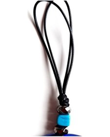 Resim Deri İpli El Yapımı Nazar Boncuklu Renk Cam Duvar Süsü 