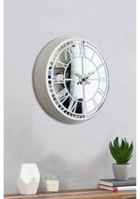 Resim Hediyelik 40 Cm Beyaz Aynalı Lüks Duvar Saati 