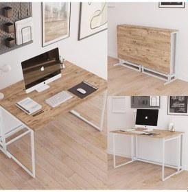 Resim Fahrettin Küçük Worklife Katlanabilir Çalışma Masası Bilgisayar Masası Çizim Masası Work001 Beyaz71 