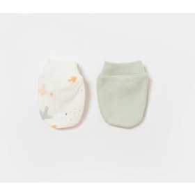 Resim Biorganic Tiny Birds 2'li Bebek Eldiveni 72217 Ekru - Yeşil 