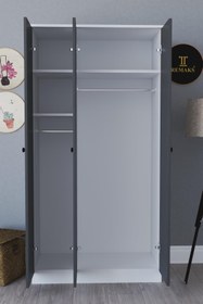 Resim Remaks Fuga 3 Kapaklı Elbise Dolabı - Beyaz Gövde Antrasit Kapak 