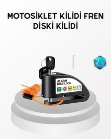 Resim Anti Hırsızlık 110 Db Alarm Disk Fren Kilidi Suya Dayanıklı Çelik Güvenlik Kilidi 