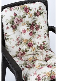 Resim Altınpamuk Neva Pofidik Çiçekli Arkalıklı Sandalye minderi özel dikişli bağcıklı 44x94 cm 