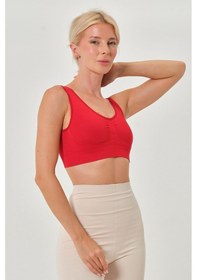 Resim Mistirik Rosella Model Kalın Askılı Esnek Pedsiz Spor Sütyen Kırmızı Renk/1 Kırmızı 