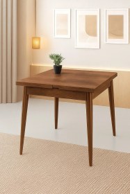 Resim Yanlardan Açılır Büyüyen Yemek Masası Barok Ceviz 65x100cm Sadece Masa 