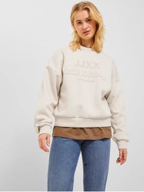 Resim Jjxx Bisiklet Yaka Rahat Kesim Bej Kadın Sweatshirt 12250175 001 