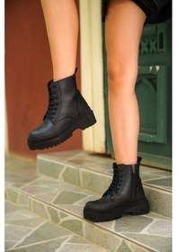 Resim D034 Kadın Soğuk Geçirmez Kışlık Ortopedik Bot Siyah 