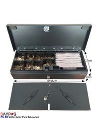 Resim İngenico Ve Mx915 Uyumlu Flip Top Para Çekmecesi Anahtarlı Üstü Açılır Metal Para Kasası 46x17x10cm 