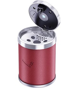 Resim Işıklı Küllük Deri Kaplamalı-basmalı Bordo / Icku60-1 