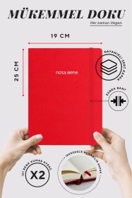 Resim Nota Bene Classic Sert Kapak Defter, 19x25 Cm, Çizgili Red 