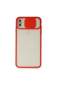 Resim artlab Art İphone Xs Max Kılıf Palm Buzlu Kamera Sürgülü Silikon - Kırmızı Lab 