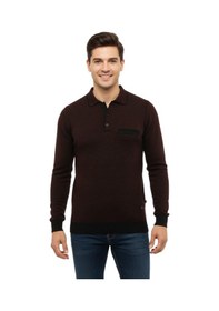 Resim Çizgi Erkek Polo Yaka Kazak Cepli Çelik Örgü Klasik Kalıp 5208f Bgl-st04963 Bordo 