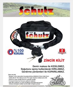 Resim DİLEK DÜKKANI Moto Schutz Hard180 Kesilmez Motorsiklet Kilidi Zincir Kilit 180cm 