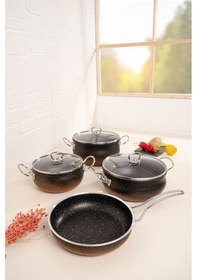 Resim Çarşıdayız 9 Parça Siyah Granit Tencere Seti -siyah 