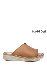 Resim Gönderi(r) Kadın Taba Dolgu Topuk Hakiki Deri Comfort Terlik 