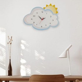 Resim caju art & decoration Bulut Arkasında Güneş Dekoratif Çocuk Odası Duvar Saati 