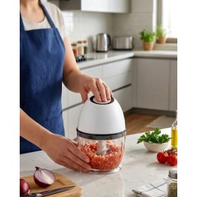 Resim Aesco Şarjlı Mutfak Doğrayıcı 450 ml Sebze ve Sarımsak Doğrayıcı 