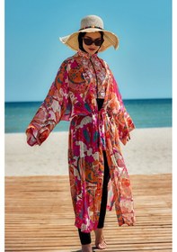 Resim Remsa Mayo Remsa Tesettür Mayo Üzerine Tek Kaftan Kimono Pareo Oranj Rp034 Festival Oranj 