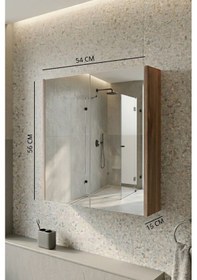 Resim Karen Banyo Lila Banyo Dolabı, Üst Modül, Aynalı Dolap Gümüş 