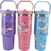 Resim Sanrio Soğuk Şişe Termosu Buzlu Sevimli Hello Kitty Kuromi Cinnamoroll Paslanmaz Çelik Su Matarası Pipetli Otomatik Kupa Hediye 