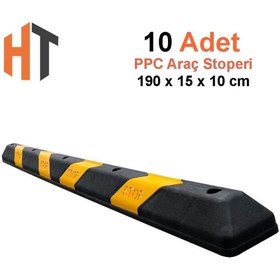 Resim Hayat Trafik Plastik Oto Park Araç Stoperi 190 cm Siyah-Sarı 10'lu Set 