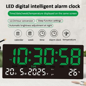 Resim Uzunluk 35,99 cm, genişlik 16,0 cm, yükseklik 3,51 cm LED Yüksek Çözünürlüklü Büyük Ekran Akıllı Elektronik Saat, Ev Ofis Öğrenci Multifonksiyonel Zaman/Tarih/Hafta/Sıcaklıık Göstergeli Masa Saati Aynı ekranda, Büyük Dijital Duvar Saati,Büyük Ekranlı Dijital Saat, Öğrenci Masa Saati,Çok Fonksiyonlu Ekran Saati,Büyük Dijital Saat,HD Dijital Ekran,Büyük Ekran Görüntüs,Dayanıklı Dijital Saat,ABS Plastik Yapı,Ev Kullanıcıları,Teknoloji Tutkunları 