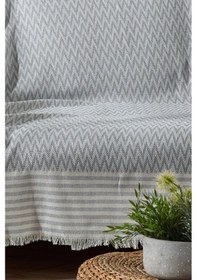 Resim Natural Keten Koltuk Örtüsü Koltuk Şalı Antrasit 