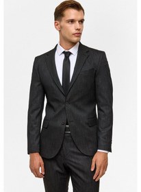 Resim Süvari Siyah Slim Desenli Mono Yaka 6 Drop Takım Elbise-38835 Siyah 