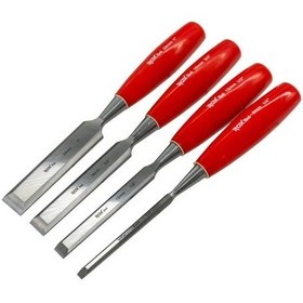 Resim Rox Wood 0184 Ahşap Oyma, Düz Uçlu Iskarpela Takımı 4 Parça 