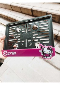 Resim Motorsiklet Plakalık Lazer Kesim Pleksi Keleşli Hello Kity Lmotor Plakalık Kişiye Özel Plakalık 