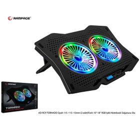 Resim Rampage Ad-rc9 Tornado Siyah 115 -115 -15mm (2 Adet) Fanlı 10-18 Rgb Işıklı Notebook Soğutucu Stand 