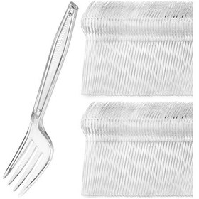 Resim Vkemall Premium Şeffaf Plastik Çatallar 100 Paket - Tek Kullanımlık Çatal Bıçak Takımı - Şeffaf 