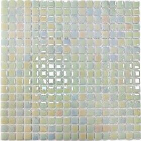Resim MozaiKristaL Mutfak Tezgah Arası, Havuz, Banyo, Sauna, Spa, İç ve Dış Ortamlarda Tüm Yüzeyler İçin 15X15MM. Hologramlı Beyaz . 31,5X31,5CM. Fileli Cam Mozaik. ( 1 M2 Fiyatıdır ) 