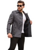 Resim Mero Life Erkek Gri Mevsimlik Astarlı Kemerli Kruvaze Trençkot Gri 