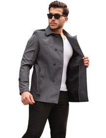 Resim Mero Life Erkek Gri Mevsimlik Astarlı Kemerli Kruvaze Trençkot Gri 