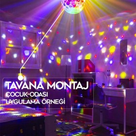 Resim Ledx GM-0803B Sihirli LED Dönen Disko Topu Hoparlör Kablosuz Usb/mp3/bluetooth Kumandalı 360 Derece 