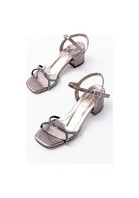 Resim No8 Home K-888 Kadın Platin İnce Sarmal Bantlı Topuklu Ayakkabı Çok Renkli 