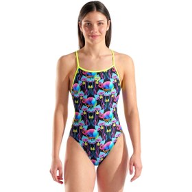 Resim Multi Chameleons Swimsuit Lace Back Kadın Siyah Yüzücü Mayosu 010209560 