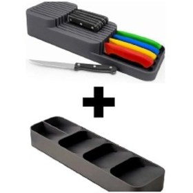 Resim 2 Sıra Bıçaklık + 5 Bölmeli Çekmece Içi Kaşıklık 2' Li Düzen 