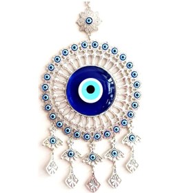 Resim Yuvarlak Nikel Zamak Kaplamalı Nazar Boncuğu Duvar Süsü 