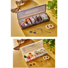 Resim Mediterian Şeffaf 6 Bölmeli Takı ve Yüzük Kutusu, Kapaklı, Çekmeceli, Plastik, 31-49 ml 