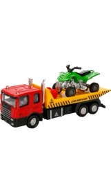 Resim Maxx Wheels Sesli ve Işıklı Model Araçlar - Kırmızı Kabin Tır-Helikopter 