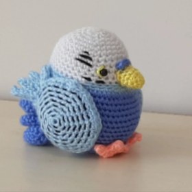 Resim Nildamigurumi Amigurumi Örgü Oyuncak Kuş Muhabbet Kuşu Tombul (Mavi) 